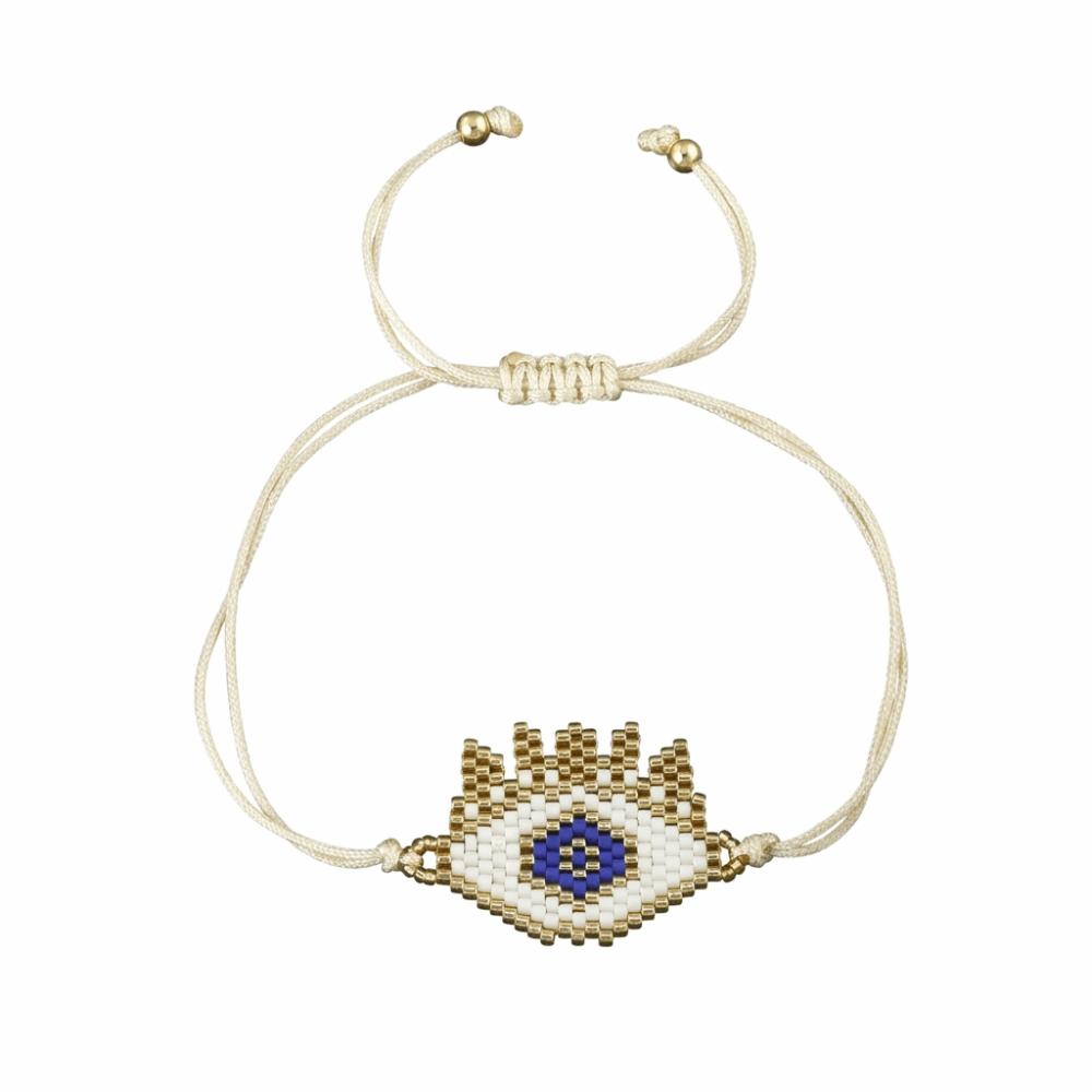 Fashion Beaded Bracelet Adjustable Lip Biting Bangle Cool Demon Eyes Hand Chain  Girl