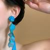 New Blue Hydrangea Dangle Earrings Women Tassel Petal Drop Earrings Fashion Beach Vacation Style Daily Wear Jewelry Accessories