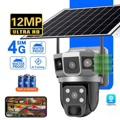 New 4G SIM Card Solar Camera 12MP HD Night Vision WIFI 6K Smart Home Security Video Surveillance 2 Way Audio IP Cameras Smart Home