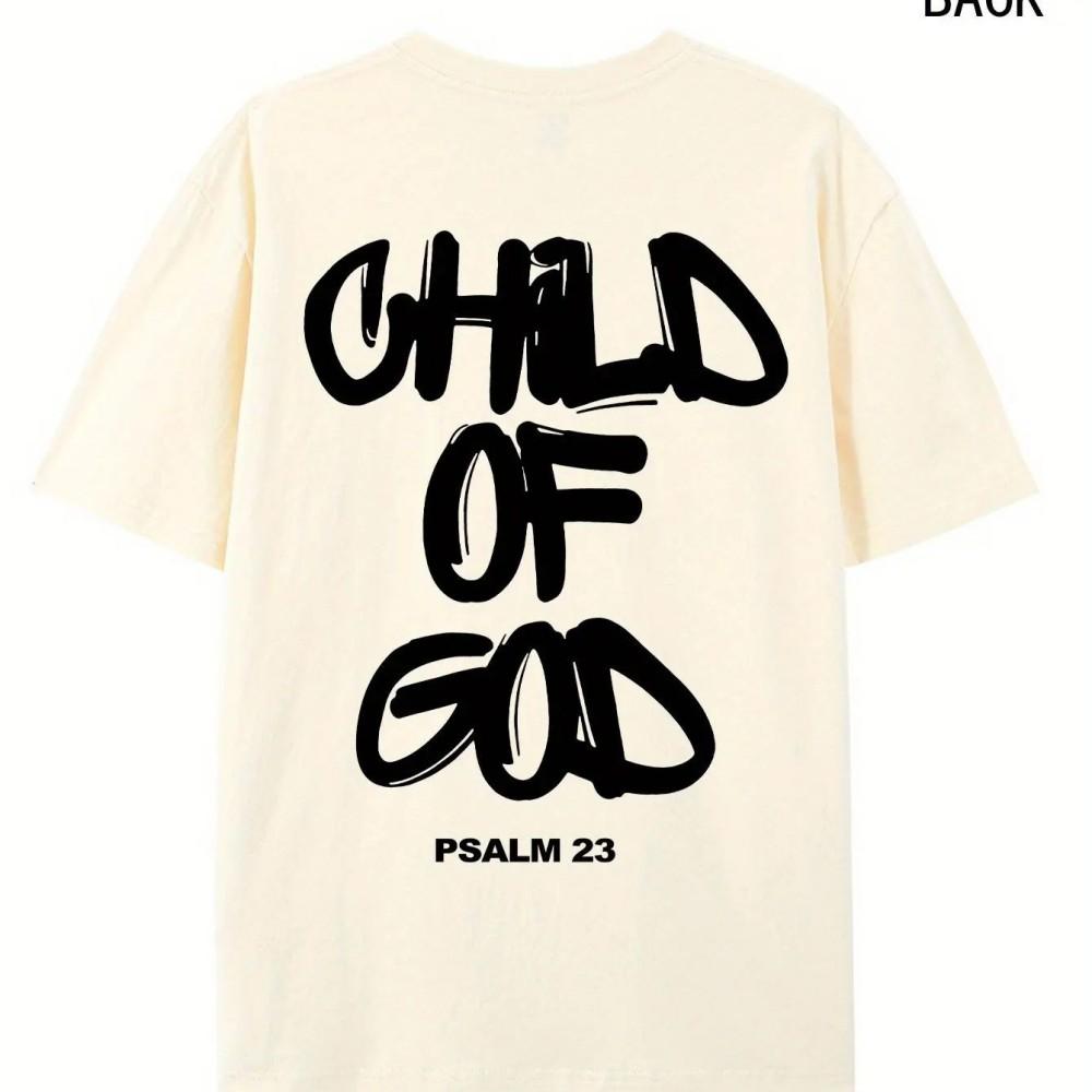Fashionable mens breathable round neck Tshirt religious comfort Psalms 23 pattern printed outdoor activity casual top