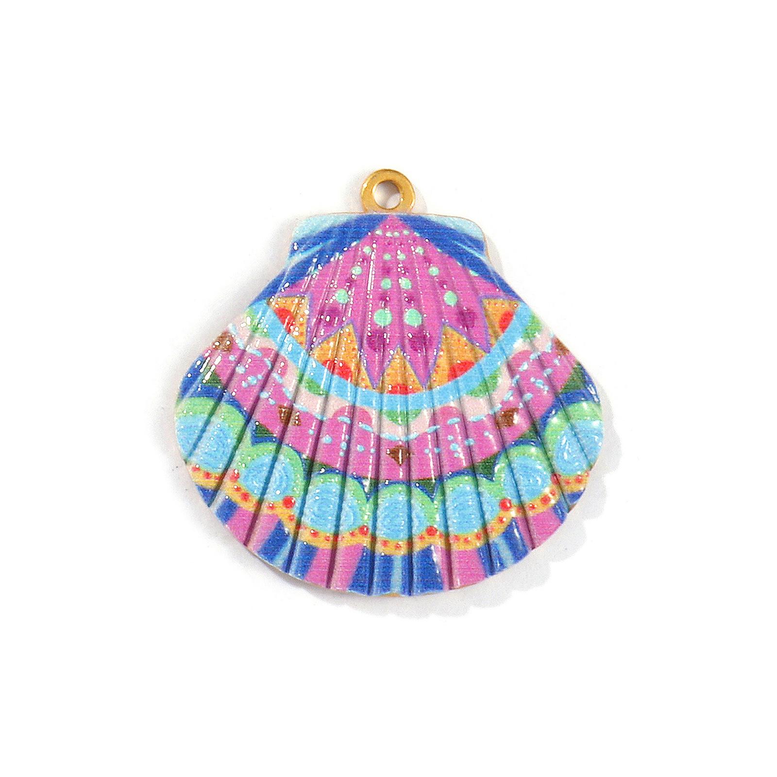 

2PCs Waterproof 304 Stainless Steel Blue Ocean Shell Jewelry Pendants 18K Gold Plated Charms For DIY Necklace Making 3.2cmx3.2cm