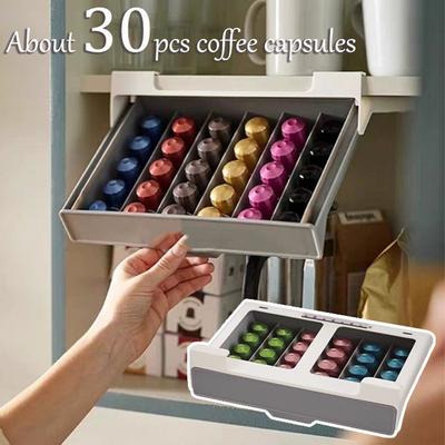 Kein Stanzen erforderlich Kaffeekapselhalter Pod Teebeutel Aufbewahrungsregal Schublade Organisationsbox Platzsparende Aufbewahrungsbox,Porta Cialde