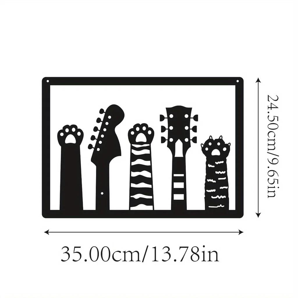 

1 шт. Очаровательный металлический декор для стен «Гитары и кошачья лапка» - Скульптура для эстетики дома и офиса светло-серый