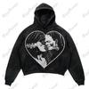 Felpa con cappuccio da uomo Street Fashion Trend Brand Teschio Stampa Digitale 3D Casual Larga