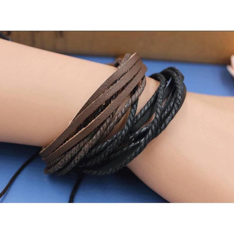 Trendy Handwoven Multilayer Leather Wristband For Couples Elegant Durable Gift Idea