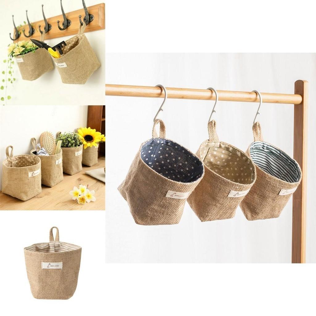 Durable Cotton Linen Hanging Mini Storage Basket For Home Kid Toy Organization Box