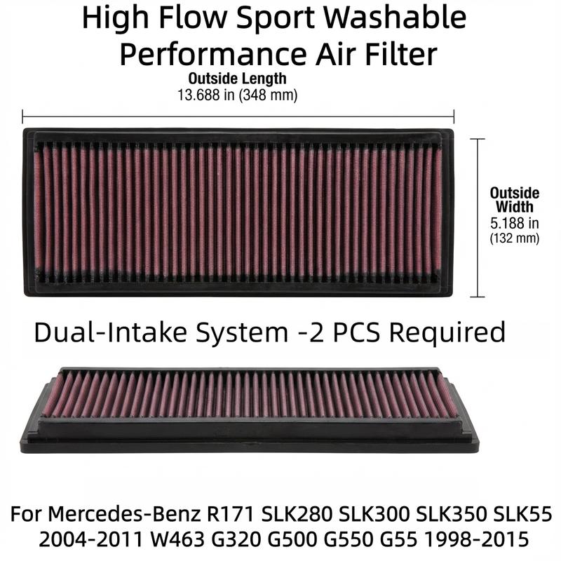 

For Mercedes-Benz R171 SLK280 SLK300 SLK350 SLK55 2004-2011 W463 G320 G500 G550 G55 1998-2015 High Flow Sport Air Filter 33-21