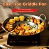 Anti-scald Flat Skillet Nonstick Griddle Pan with Handle Thicken Metal Frying Pan Cooking Tool