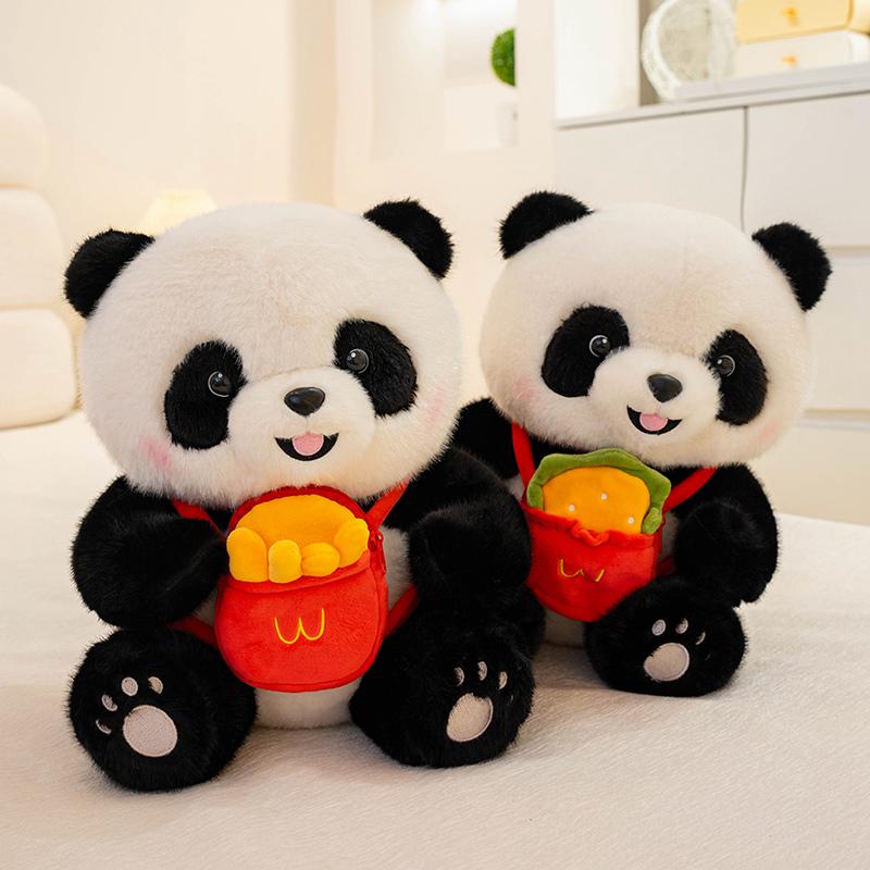 Plush Panda Toys Stuffed Pillow Panda Coconut Burger French Fries Ice Cream Swimming Circle Soft Animal Bear Kids Birthday Gift