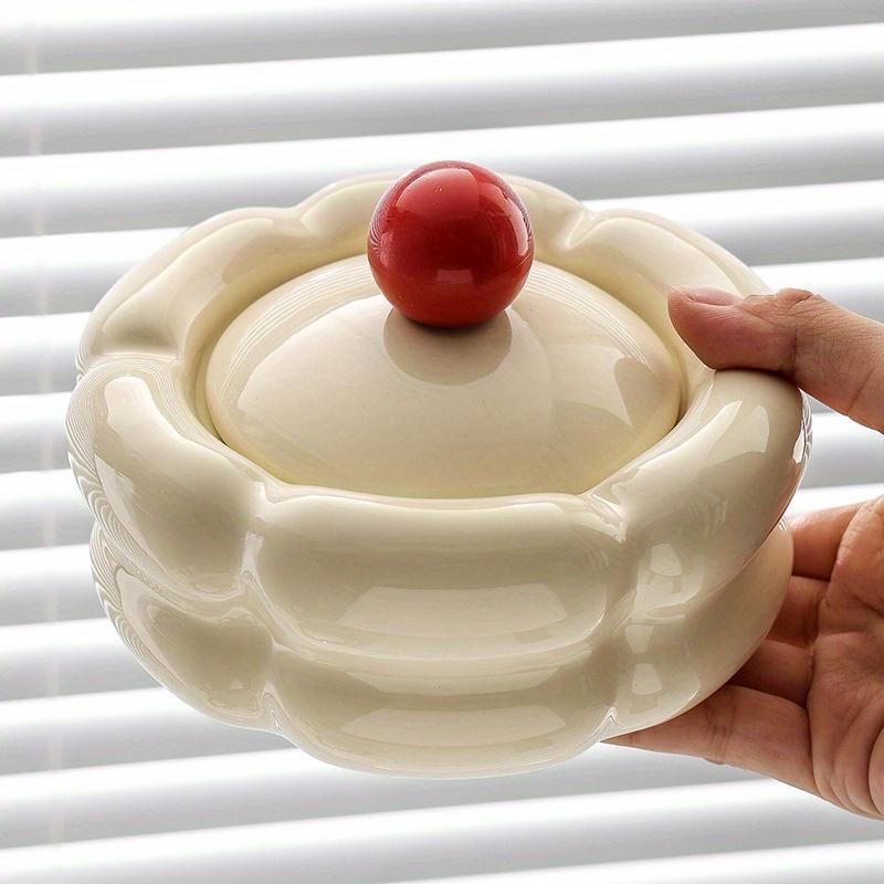 Elegant Cream Colored with Lid, Modern, Unique Design for Home and Living Room Decor,Ashtray for Living Room, Decorative Tray, Contemporary Style