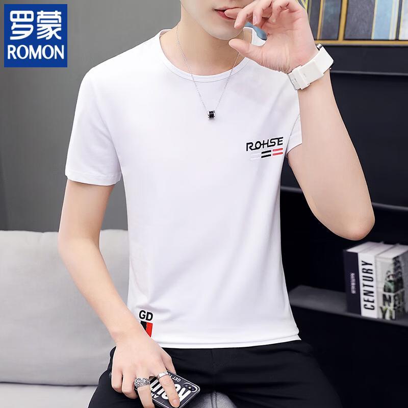 Romon Men's Printed Round Neck T-shirt