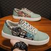 Men's Shoes Summer Breathable Anti Slip Versatile Printed Soft Soled Youth Canvas Oil Painting Original Casual Board Shoe
