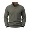 Men's Heavy Weight Knit Zip Up Sweatshirt with Stand Collar Loose Fit Thermal for Casual Wear