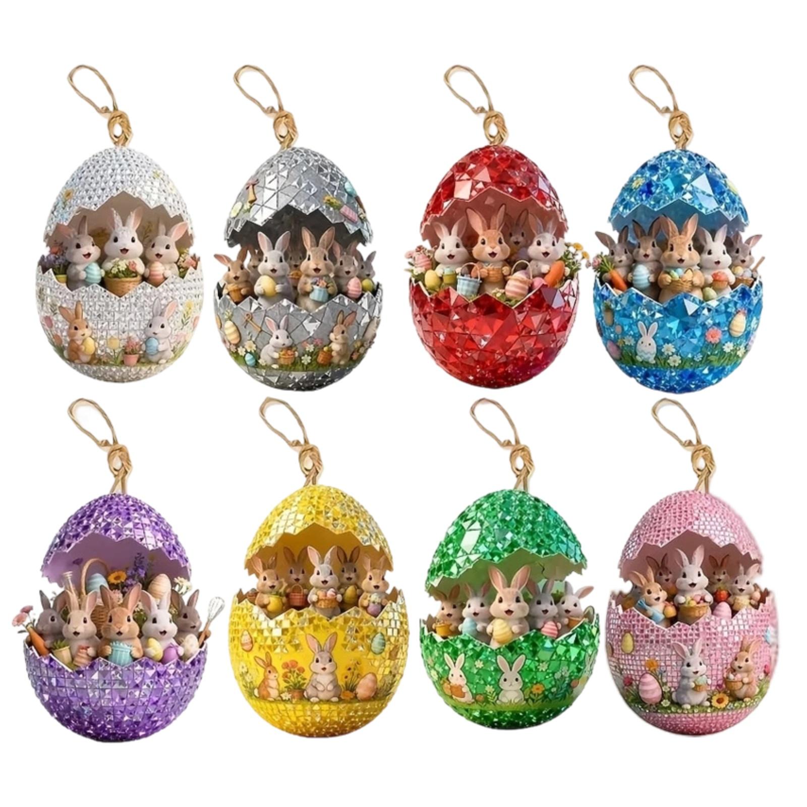 

2D Flat Wooden Easter Ornaments - Bunny And Egg Pendants, Spring-themed Door, Wall, And Holiday Tree Decorations One Size