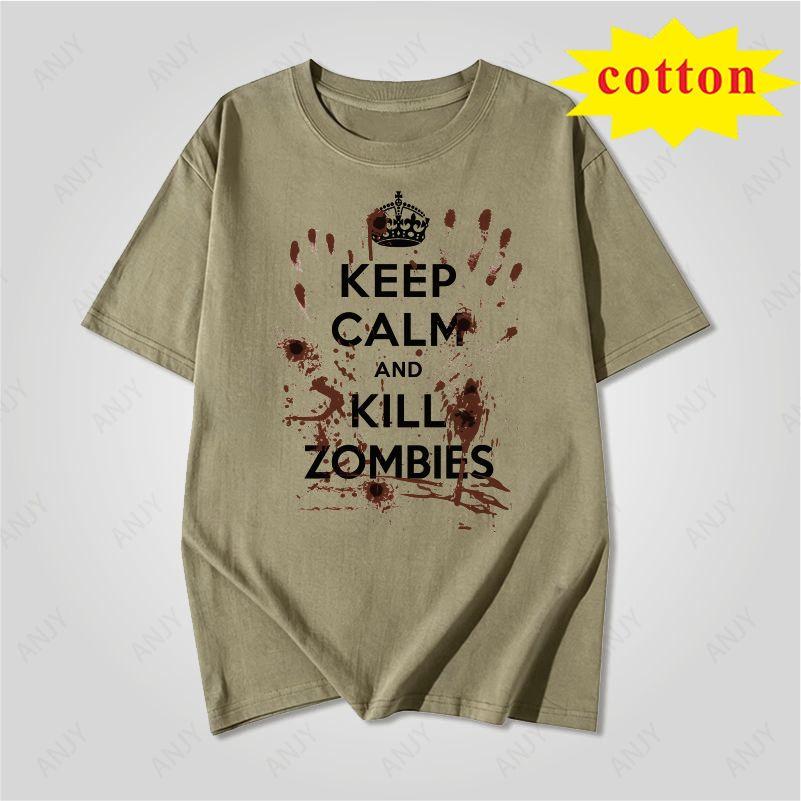 Dark Style Zombie Apocalypse Text Printed Tshirt Fun Dark Style Unisex Loose Short Sleeved Shirt
