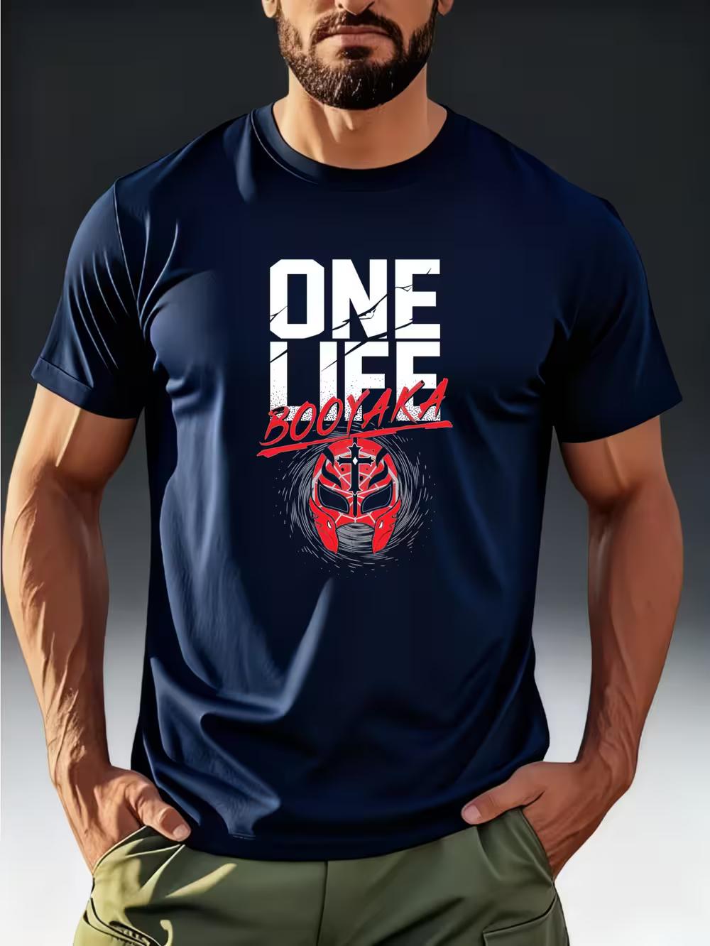 

Men s Fashion Short-Sleeve T-Shirt with Wrestling Mask + Inspirational Slogan Print XXL