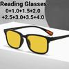 Men's Square Frame Night Vision Reading Glasses for Brightening At Night Suitable Driving Anti Blue Light Presbyopia Eyeglasses