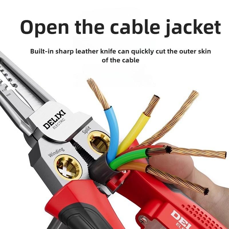 8In1 Voltage Measuring Pliers Multi-function Electrician Wire Stripper Electric Pen Voltage Tester Pliers Waterproof Cutter Tool