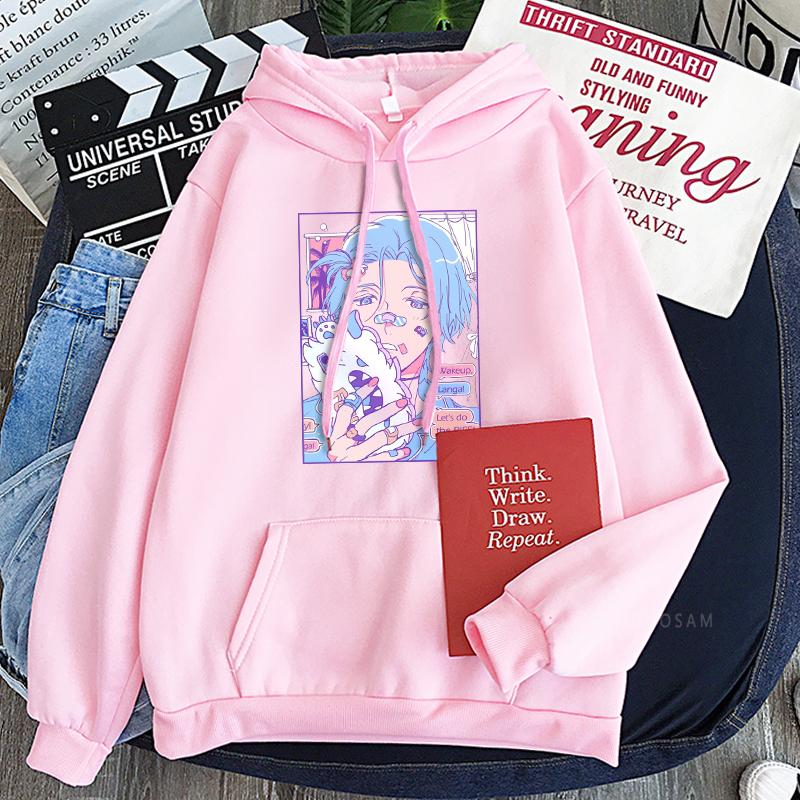 Kawaii Anime SK8 The Infinity Langa Hoodies Harajuku Ästhetik Cartoon Streetwear Herren Damen Langarm Patchwork Sweatshirt