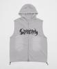 WEGO Sleeveless Graphic Zip Summer Korean Size Gray Men's Hoodie, Streetwear, Style, Gift, L,
