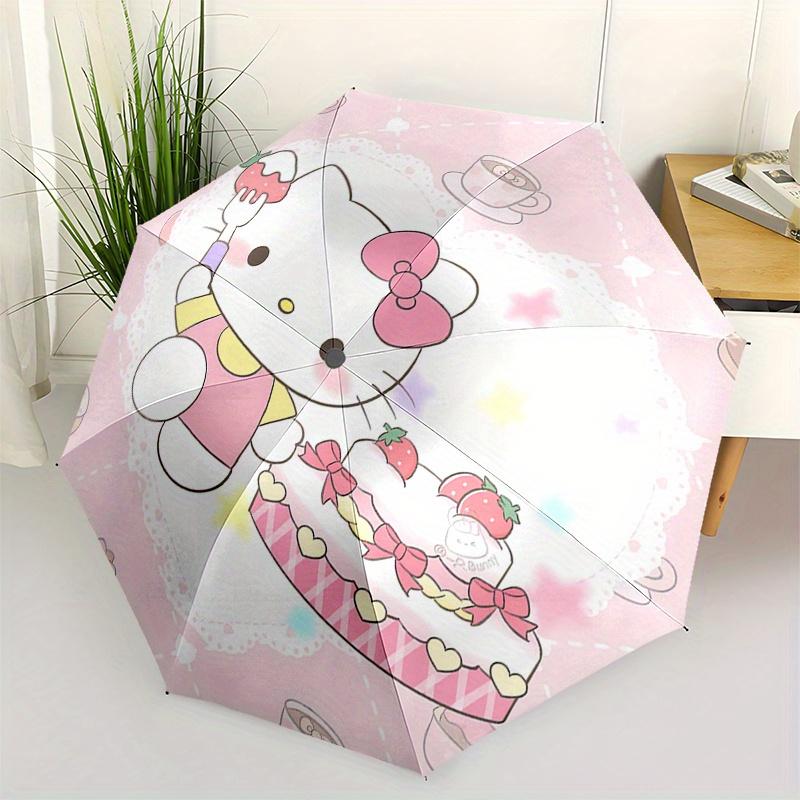 

Hello Kitty,Cake Automatic Folding Umbrella-Simple 8-Rib Design, Bright Cartoon Pattern, Durable Iron Frame, Suitable For Travel, Outdoor, B