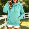 Women's Loose Fit Half Zip Hooded Pullover Sweatshirt Long Sleeve