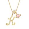Three-in-One Gold-Plated Initial Necklace with Heart Pendant and Rhinestones - Sweet and Cool Clavicle Chain, Perfect for Valentine's Day