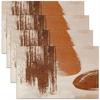 4pc Modern Abstract Terracotta Placemats Linen Rustic Brown Beige Texture Brush Stroke Table Mats Heat Resistant Decor