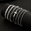 Retro Multilayer Cross Heart Womens Bracelet Set With Geometric Design For Travel Gift
