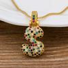 Nidin Fashion Luxury 26 Letters Copper Zircon Pendant Necklace for Women Rainbow Initials Name Necklace Wedding Party Jewelry