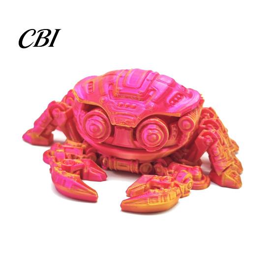 Articulated Crab Toy 3D Printed Mechanical Figurine, Cyberpunk Model with Openable Lid Movable Joints, Lid, Animal Decoration Ornament Sensory