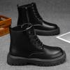 Men S Black High Top Martin Boots Casual Versatile Leather Shoes