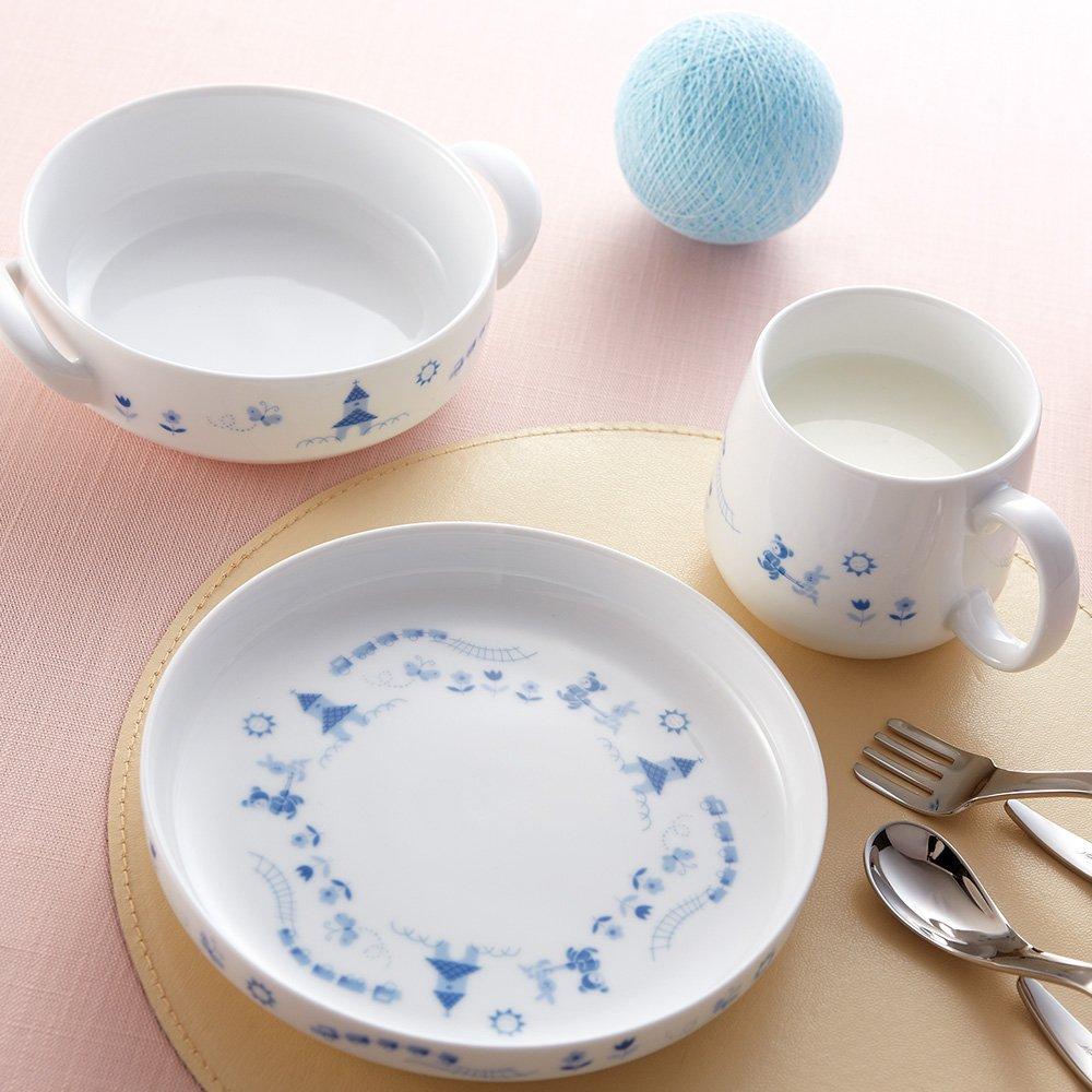 Noritake Bowl with Rice and Mug Set Rice Light Microwave and Dishwasher Blue Fine Porcelain Plate, Handle, Bowl, (Plate 16cm, 300cc, Bowl 16cm,