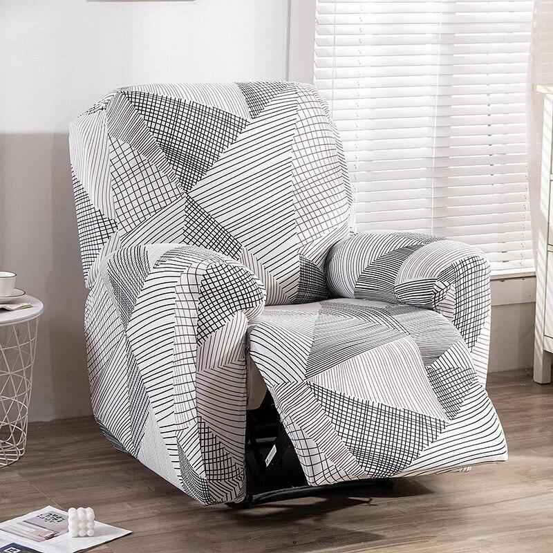 Printed Elastic Recliner Sofa Cover Soft Stretch Single Sofa Covers for Living Room Pets Kid Split Functional Lounger Chair Case