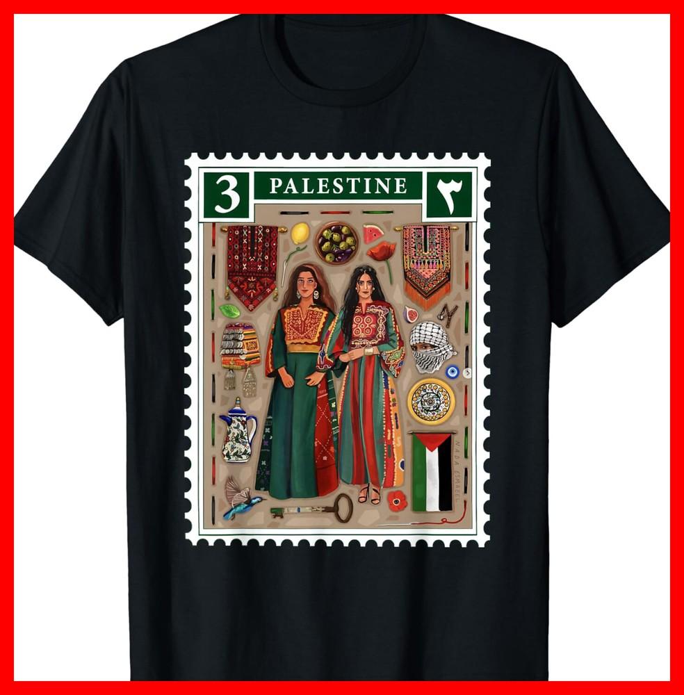 Palestine Stamp Retro Palestine Women Palestinian Flag Gaza T-Shirt Unisex T-Shirt