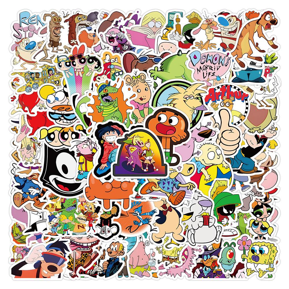 100Pcs 90s Classics Anime Collection Cartoon Stickers Decoration Decals for Notebook Skateboard Helmet Graffiti Sticker Toys
