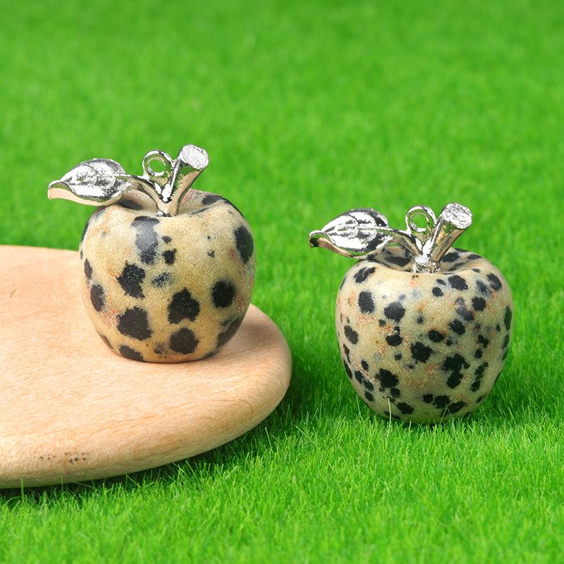 Natural Semi Precious Stone Crystal Mini Apple Pendant for DIY Pendant Thanksgiving Gifts Room Office Decoration Collectibles