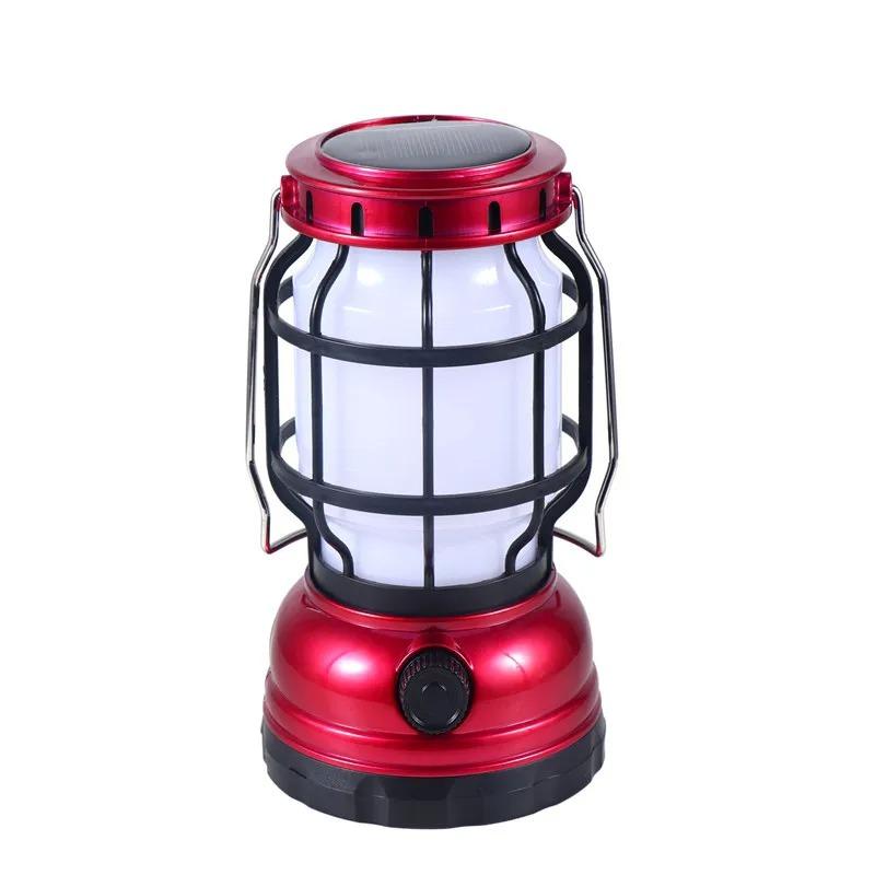 Solar Lantern Waterproof Camping Lantern Rechargeable Camping Light with Emergency Power Bank Flickering Flame Hanging LED Light