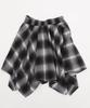WEGO Irregular Hem Mini Checkered Korean Size Black Women's Flannel-Like Skirt, Skirt, Fall/Winter Outfit, Streetwear, Casual, Style, Gift, F,