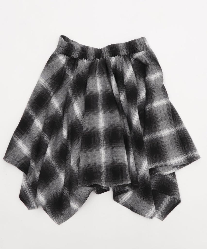 WEGO Irregular Hem Mini Checkered Korean Size Black Women's Flannel-Like Skirt, Skirt, Fall/Winter Outfit, Streetwear, Casual, Style, Gift, F,