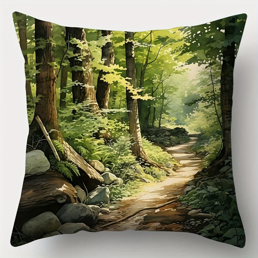 Ensemble de 4 taies d'oreiller pour canapé, vert forêt uni et éclatant, impression recto, housses de coussin pour décoration intérieure, rembourrage non inclus