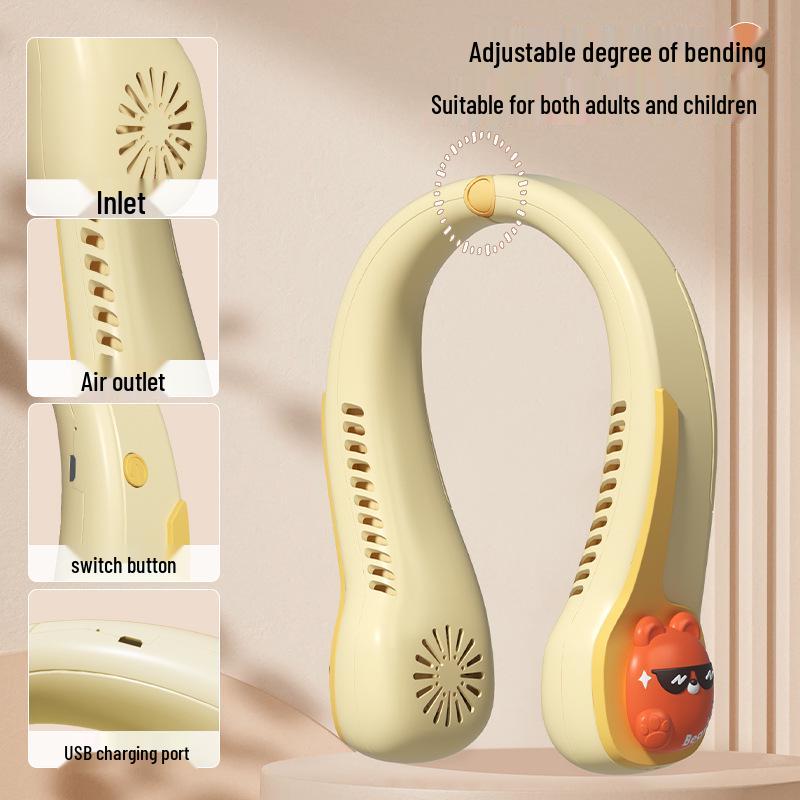 2026 Trendy Bladeless Neck Fan - Cute, Rechargeable, Up & Down Wind for Girls