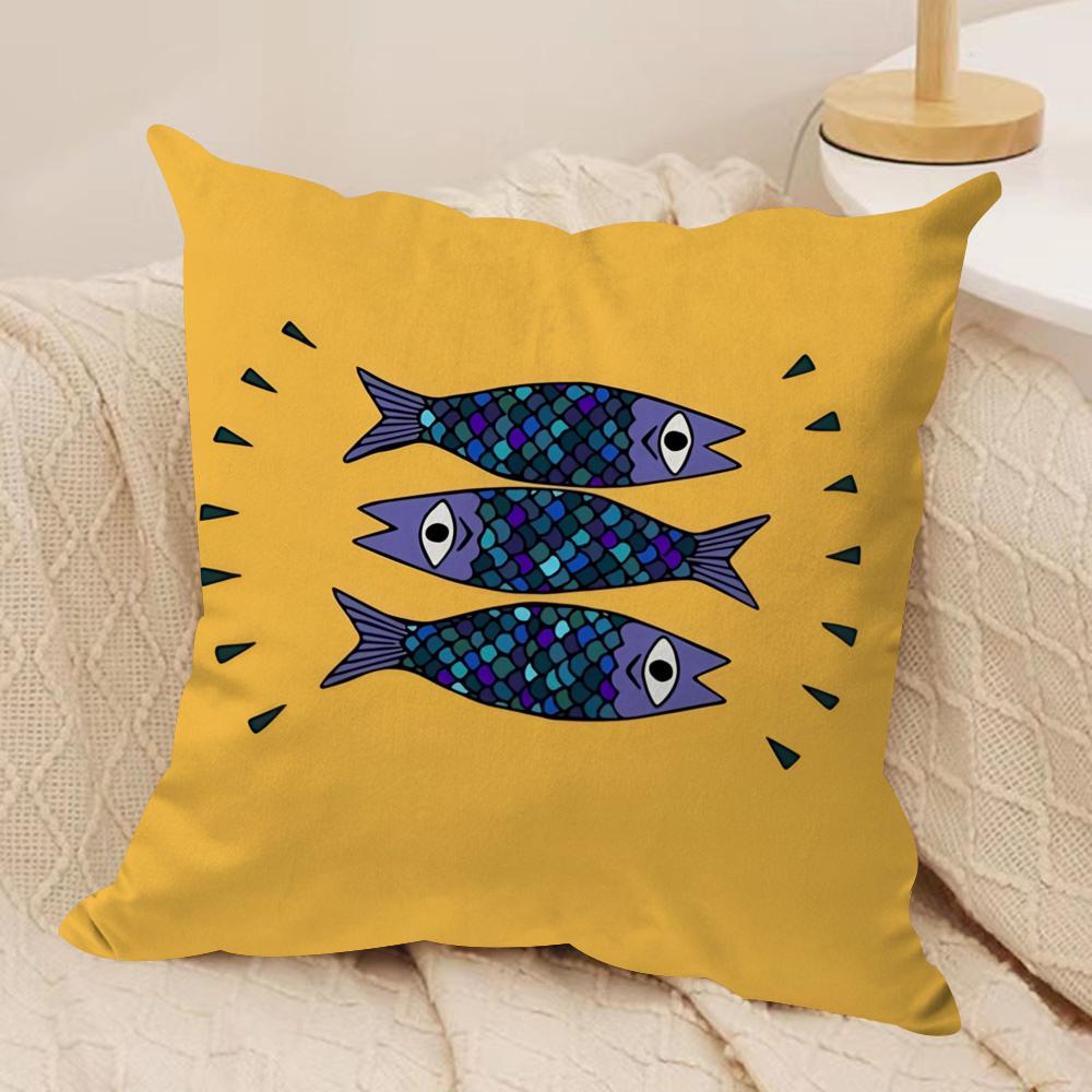 CoastalCharm Sardine Can Cushion Cover Soft Plush Fabric DoubleSided Printed Sofa Cushion Cover for All Seasons Home Decor Gift