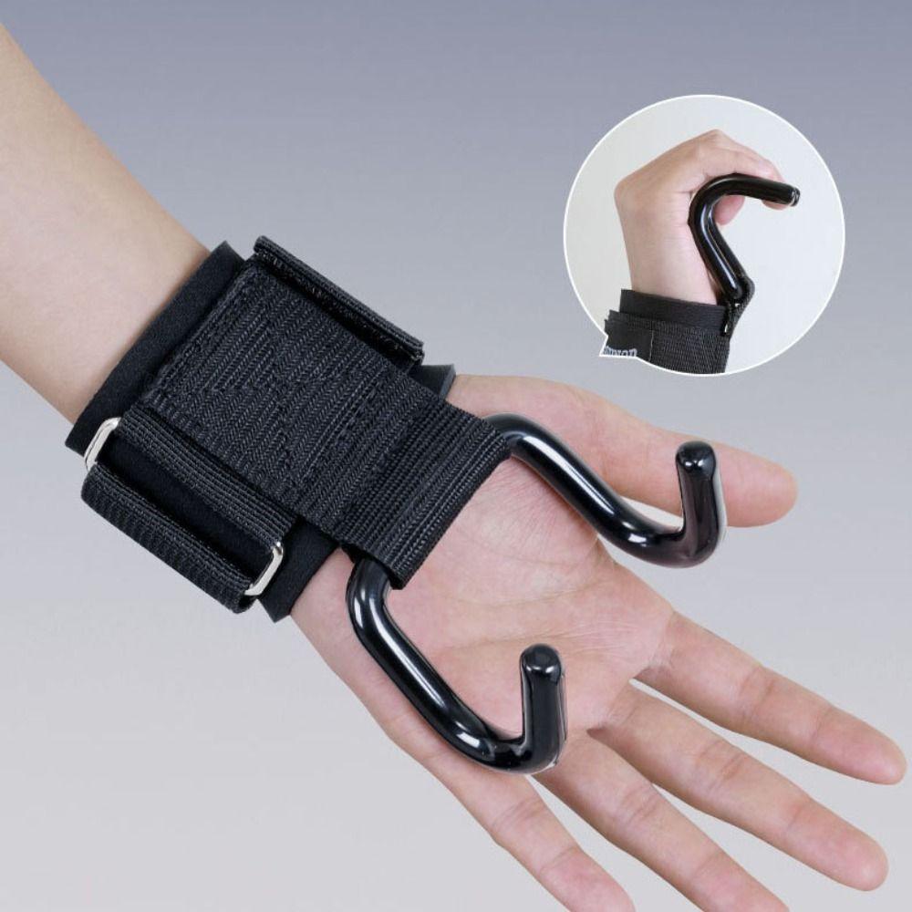 1 pair Adjustable Auxiliary Power Wrist Guard Pull-up Steel Hook Grips Strap  Dumbbell