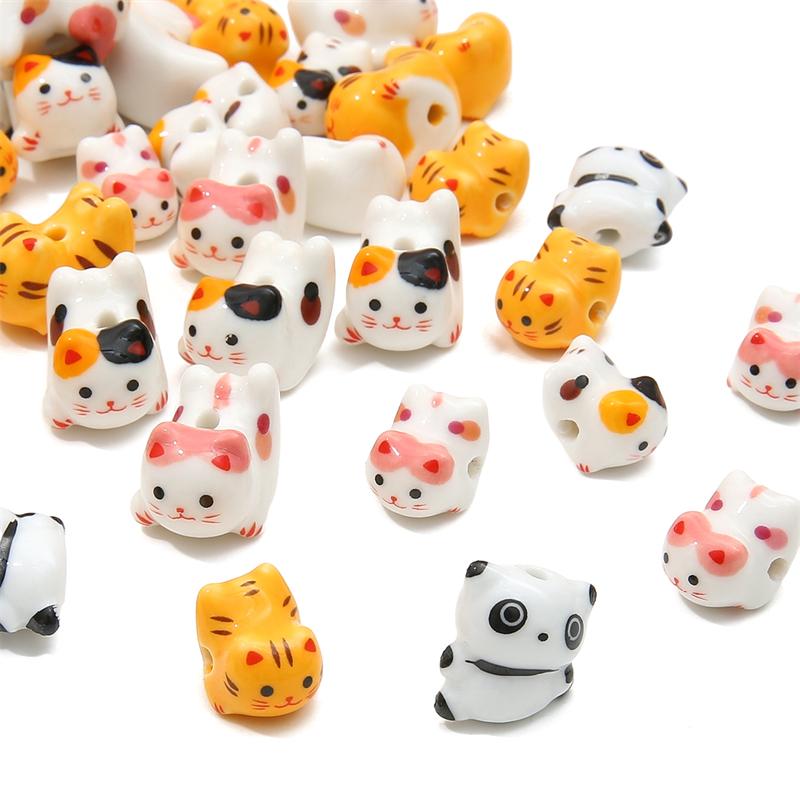 Ceramic Vertical Hole Hand-painted Beads Loose Spacer Charms for DIY Bracelet Necklace Jewelry Making Accessories