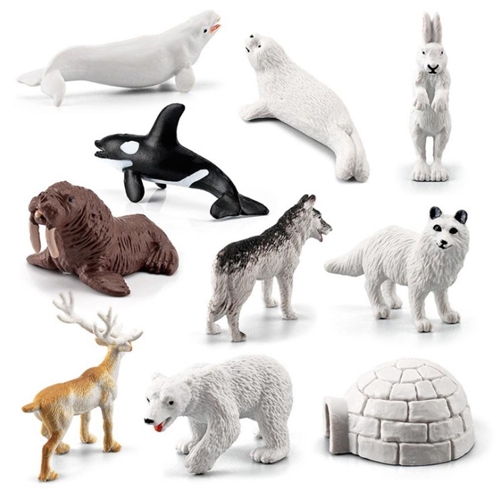 10Pcs Arctic Circle Ocean Sea Animal Figurines Set Animal Learning Models Figures Christmas New Year Birthdays Gift