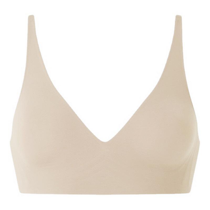 Women's Plus Size V-Neck Wire-Free Soft Support Bra with Removable Cups