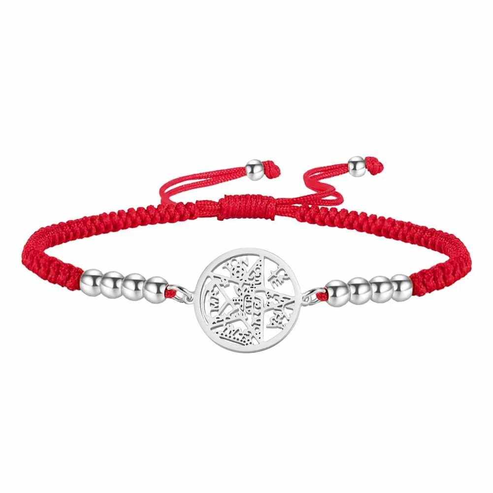 Dreamtimes Vintage Stainless Steel Witchcraft Tetragrammaton Protection Pentagram Pendant Bracelets for Women Men Bangles Gifts