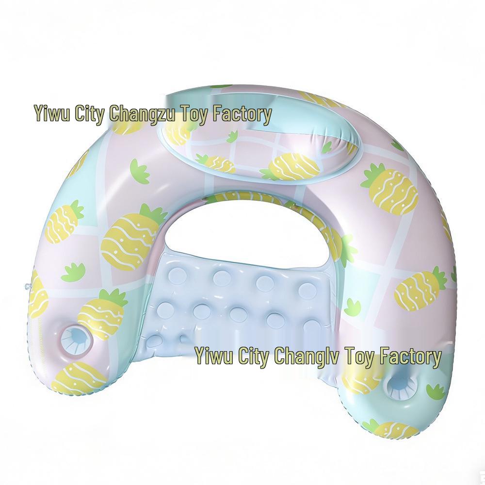 Ins Style Sequin Flower Inflatable Pool Float: U-Shaped Lounge Chair with Net