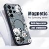 Black-white Peony Floral Pattern Case For Samsung Galaxy S26 Ultra S25 Edge S24 Plus S23 FE S22 A17 A54 A55 A56 A57 5G Magnetic For Magsafe Cover